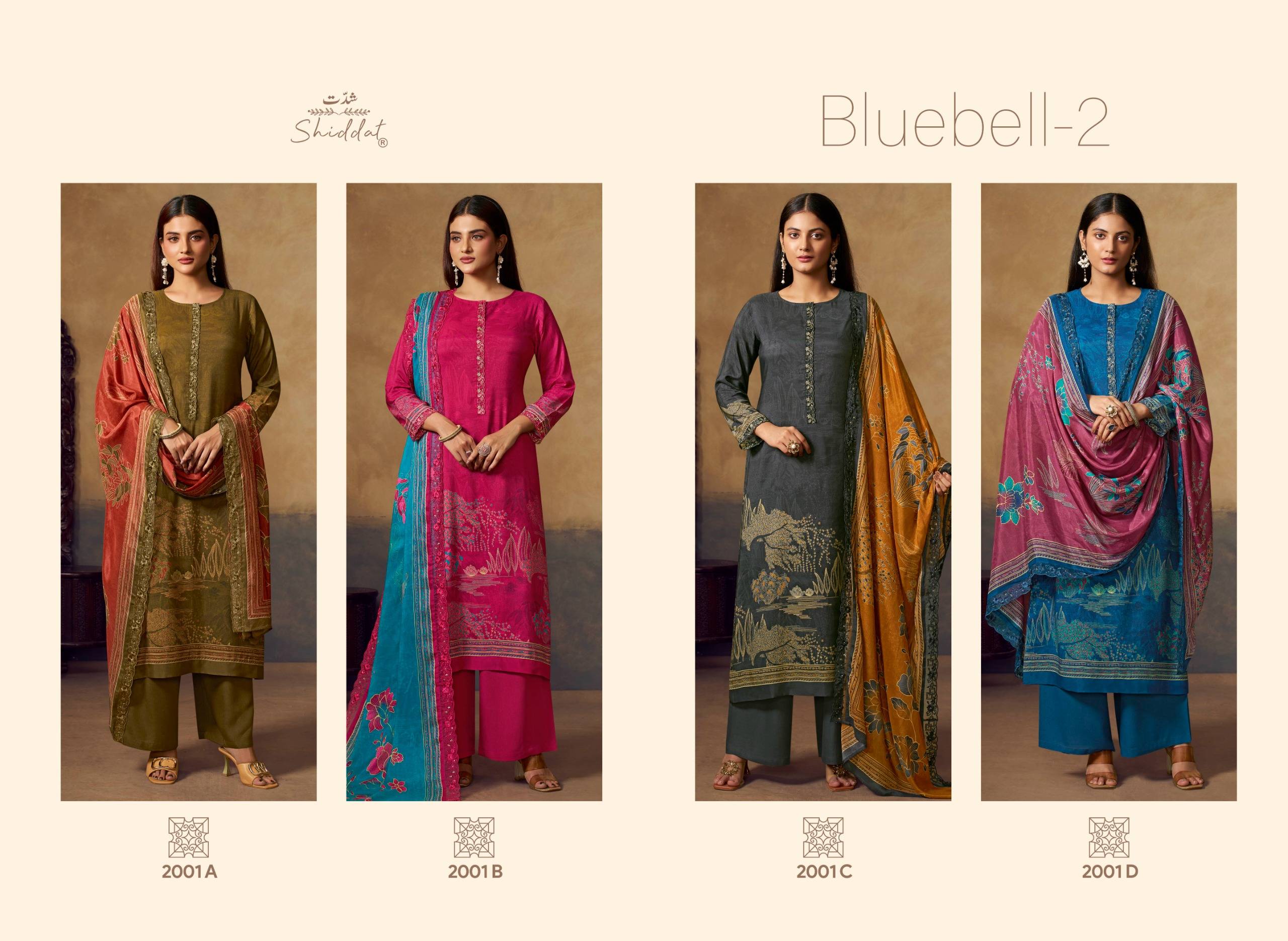BLUEBELL 2 BY SHIDDAT 2001 to 2004 Series Beautiful Festive Suits Stylish Colorful Fancy Casual Wear & Ethnic Wear pure muslin Dresses At Wholesale Price
